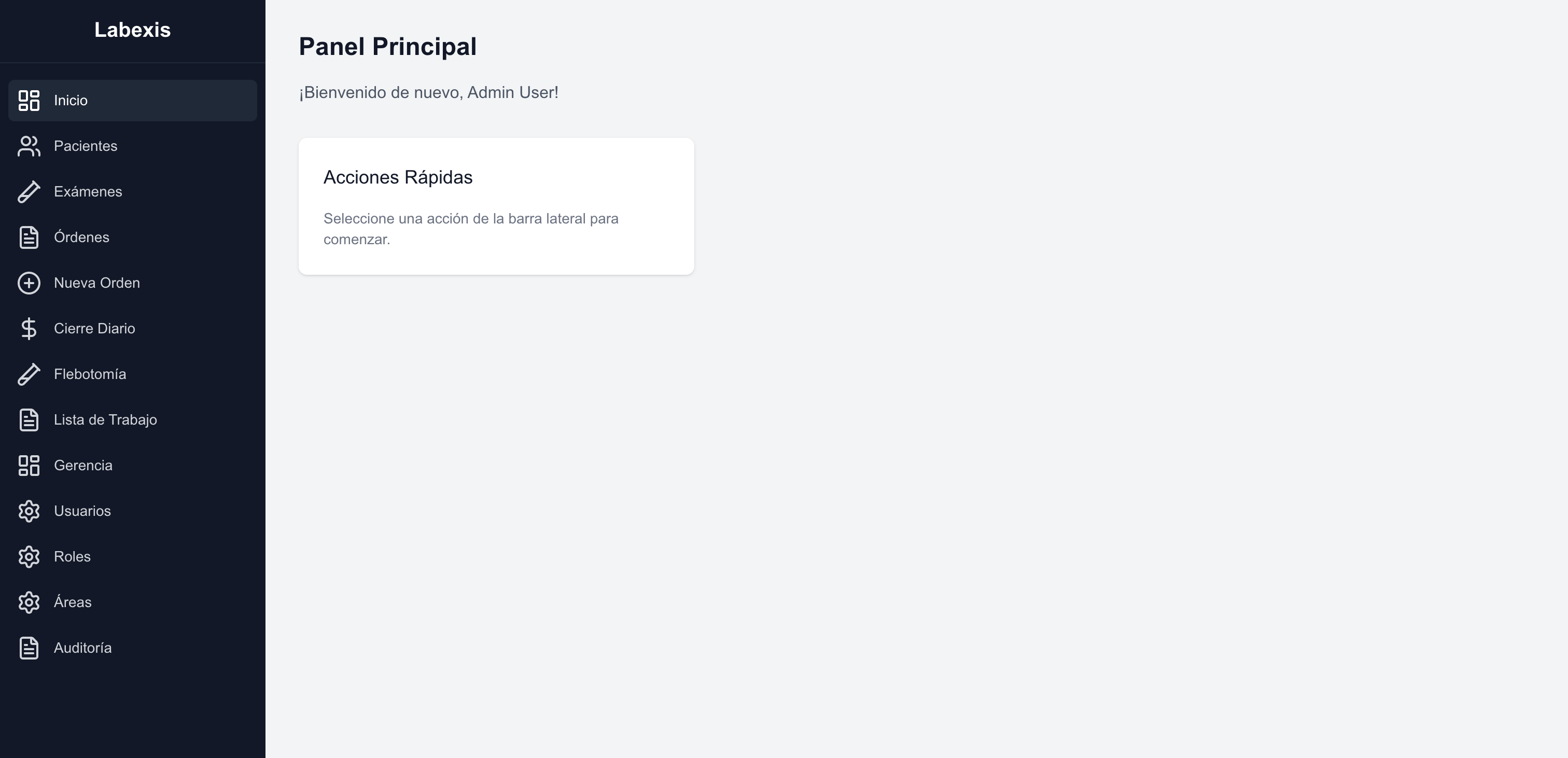 Dashboard de Labexis LIMS - Vista Principal
